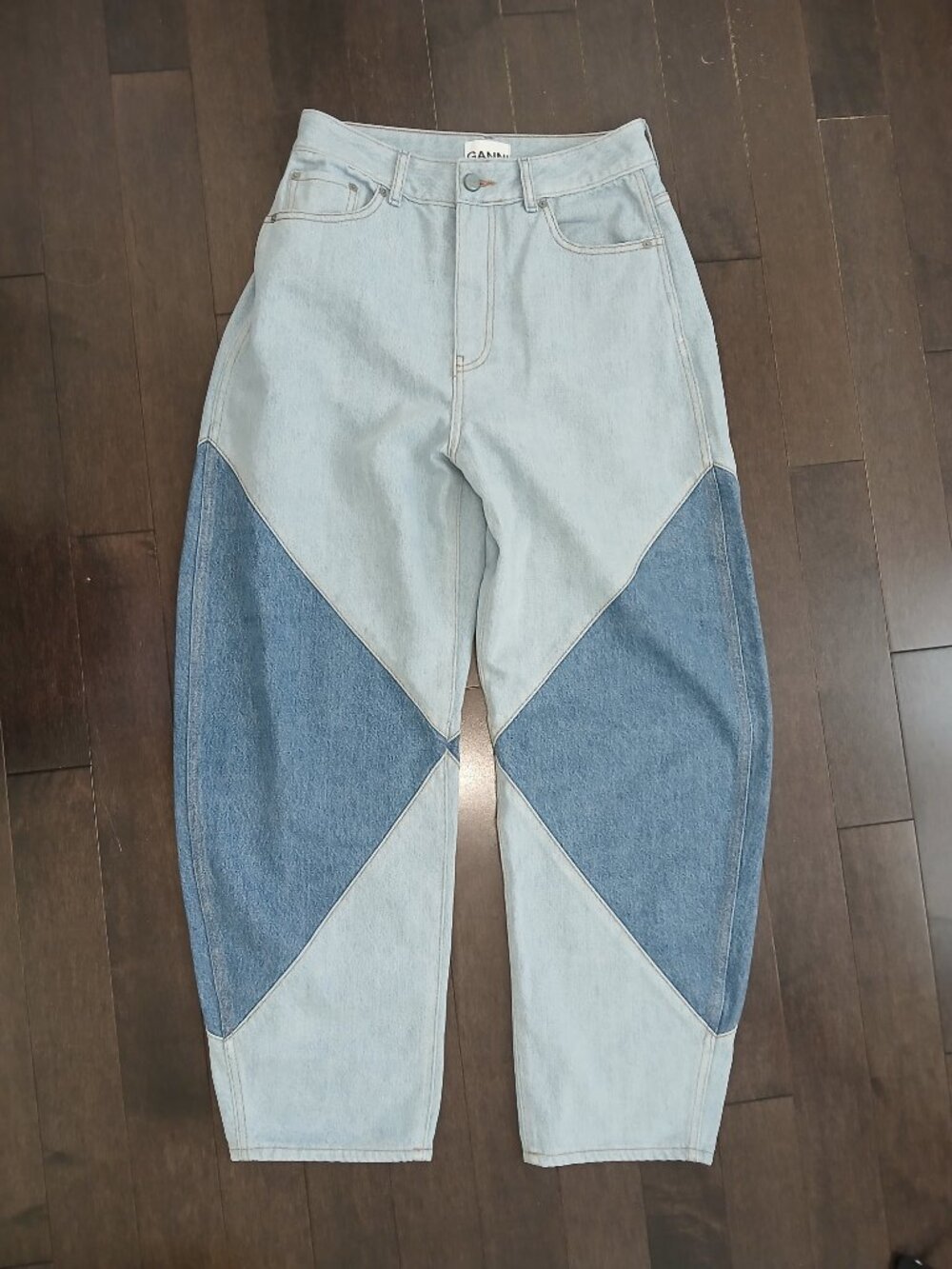 GANNI Scandi-chic Two-Tone Stary Jeans In Cutline Bleach Size 30 - Picture 3 of 10